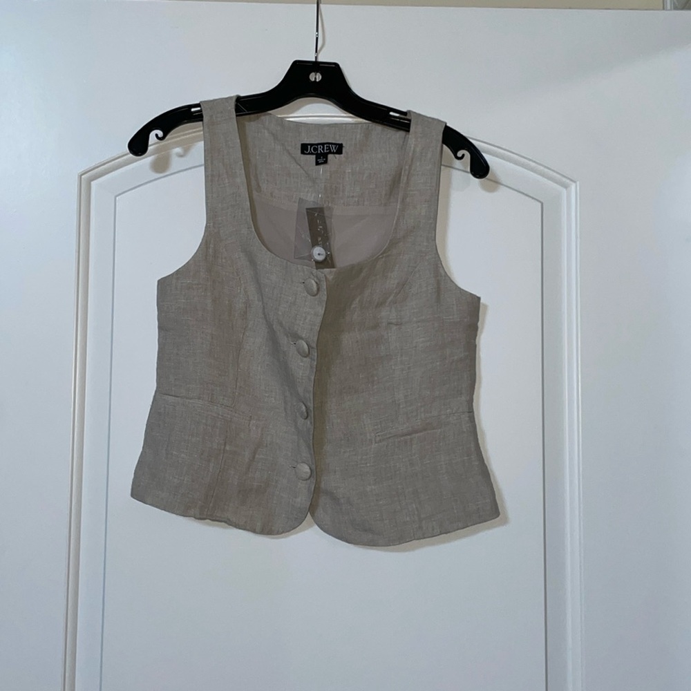 Jcrew scoopneck linen-blend vest